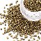 Glass Bugle Beads, Metallic Colours, Goldenrod, 2.5~3x2mm, Hole: 0.9mm, about 15000pcs/pound