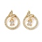 Brass Micro Pave Cubic Zirconia Pendants, Ring with Butterfly, Cadmium Free & Lead Free, Long-Lasting Plated, Real 18K Gold Plated, 17.5x13x6mm, Hole: 3x3mm