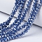 Electroplate Glass Beads Strands, Pearl Luster Plated, Faceted, Rondelle, Steel Blue, 3.5~3.8x3mm, Hole: 0.4mm, about 105~110pcs/strand, 29~31cm