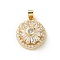 Brass Micro Pave Clear Cubic Zirconia Pendants, Flower, 16x14x7mm, Hole: 3x4.5mm.