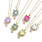 Lion Light Gold Brass Micro Pave Cubic Zirconia Pendant Necklaces, with Glass, Mixed Color, 16.06 inch(40.8cm)