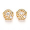 Brass Micro Pave Cubic Zirconia Charms, Crown, Real 18K Gold Plated, 12x13x7mm, Hole: 6x3mm