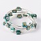 Shell Beads Wrap Bracelets, Dyed, Steel Bracelet Memory Wire with Brass Tube Beads and Iron Round Beads, Platinum, 59mm, Medium Turquoise, 59mm