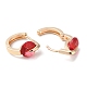 Серьги-кольца из латуни с микропаве и красным фианитом EJEW-P238-11KCG-2