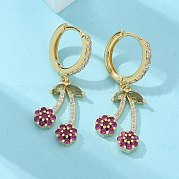 Латунные кубических серьги циркония обруч EJEW-R016-16G