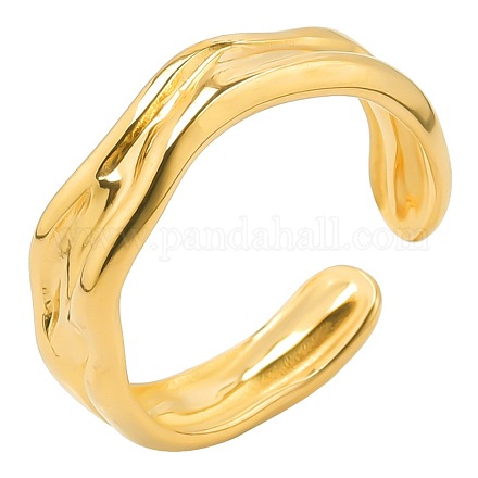Кольцо-манжета из нержавеющей стали 201 Twist Wave для женщин FIND-PW0004-56G-1