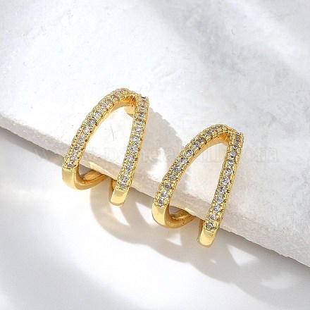 Прозрачные серьги-каффы с двойным цирконием EJEW-R150-14G-1