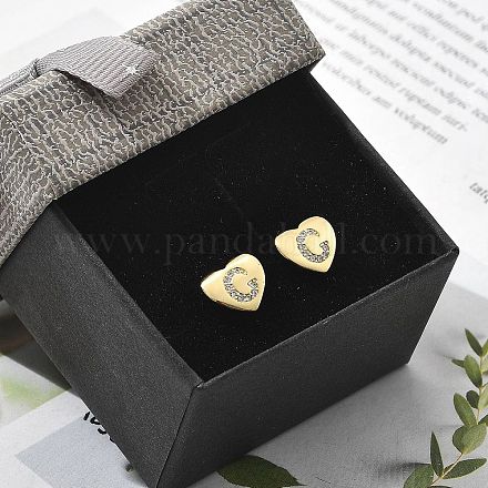 Серьги-гвоздики из латуни с микропаве из прозрачного кубического циркония EJEW-K299-01G-C-1