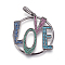 Brass Micro Pave Cubic Zirconia Pendants, Flat Round with Word Love, Colorful, Gunmetal, 39x35x2mm, Hole: 8x3mm