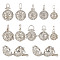 10Pcs 5 Styles Rack Plating Brass Cage Pendants, For Chime Ball Pendant Necklaces Making, Hollow Round, Platinum, 26~29x25.5~26x21~21.5mm, Hole: 3~9x4~8mm, 2pcs/style