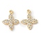 Brass Micro Pave Clear Cubic Zirconia Pendants, Real 18K Gold Plated Charms, Cadmium Free & Lead Free, Long-Lasting Plated, Rack Plating, with Jump Ring, Clover, 11.5x10x2mm, Hole: 1.2mm