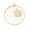 Copper Wired Alloy Acrylic Pendants, Flat Round with Spider, Golden, 40x35x1~6mm, Hole: 3.5mm