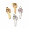 304 Stainless Steel Pendants, with Rhinestone and Jump Rings, Key Charms, Mixed Color, 22x10x2mm, Hole: 4x2mm