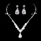 Teardrop & Flower Alloy Crystal Rhinestone Pendant Necklace & Stud Dangle Earrings Sets, Platinum, 330mm & 25mm