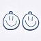 Spray Painted Alloy Pendants,  Cadmium Free & Lead Free, with White Enamel, Smiling Face, Cornflower Blue, 24x20x1mm, Hole: 2mm