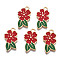 Alloy Enamel Pendants, Cadmium Free & Lead Free, Light Gold, Flower, FireBrick, 24.5x14.5x1.5mm, Hole: 2mm