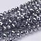 Electroplate Glass Beads Strands, Faceted, Rondelle, Silver Plated, 10x7mm, Hole: 1mm, about 60~61pcs/strand, 46~48cm