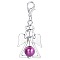 Alloy Angel Pendant Decorations, with CCB Imitation Pearl, Old Rose, 4.4x1.9cm