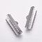 Tarnish Resistant 304 Stainless Steel Ribbon Crimp Ends, Rectangle, Stainless Steel Color, 10x25mm, Hole: 1.5x4mm