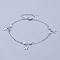 304 Stainless Steel Charm Anklets, with Synthetic Turquoise Beads and Glass Pearl, Starfish/Sea Stars, Stainless Steel Color, 10 inch(25.5cm)