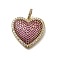Brass Micro Pave Cubic Zirconia Pendants, Heart Charms, Cadmium Free & Lead Free, Rack Plating, Long-Lasting Plated, Medium Violet Red, 23.5x25x5mm, Hole: 5.5x3.5mm
