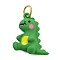 Dinosaur Rack Plating Brass Enamel Pendants, with Jump Ring, Long-Lasting Plated, Cadmium Free & Lead Free, Real 18K Gold Plated, Medium Sea Green, 17x14.5x4mm, Hole: 3.8mm