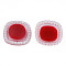 Acrylic Cabochons, with ABS Plastic Imitation Pearl Beads, Square, Dark Red, 20.5x20.5x5mm