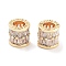 Brass Micro Pave Clear Cubic Zirconia Beads, Cadmium Free & Nickel Free & Lead Free, Column, Real 18K Gold Plated, 8x8mm, Hole: 4.5mm