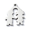 Non-Tarnish 304 Stainless Steel Charms, Laser Cut, Couple Charm, Stainless Steel Color, 14x12x1mm, Hole: 1.2mm