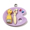 Opaque Resin Pendants, Color Palette Charms with Platinum Plated Iron Loops, Thistle, 25.5x27x6mm, Hole: 1.5mm