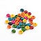 Natural Wood Beads, Button, Lead Free, Dyed, Rondelle, Mixed Color, 6x3mm, Hole: 1.6~2mm, about 25440pcs/1000g