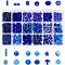 18 Style Blue Glass Beads, for Summer Bracelets, Necklaces Jewelry Making, Evil Eye & Round & Rondell & Oval & Bone & Tube Shape, Blue