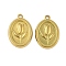 304 Stainless Steel Pendants, Oval with Tulip Charms, Ion Plating(IP), Real 18K Gold Plated, 24.5x17.5x2.5mm, Hole: 1.8mm