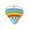 Dyed Natural Magnesite & Glass Seed Beaded Pendants, Heart Charm, Colorful, 33x30.5x3.5mm, Hole: 1.8mm