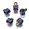 Eco-Friendly Alloy Hanger Lings, Cadmium Free & Nickel Free & Lead Free, Column, Rainbow Color, 11x7.6x6.5mm, Hole: 1.6mm, Inner Diameter: 4.5mm