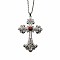 Vintage sparkling Alloy Rhinestone Cross Pendants Necklaces for Women, Platinum, 19.69 inch(50cm)