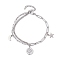 Tarnish Resistant Sun & Moon & Star Charm Bracelets, with 304 Stainless Steel Paperclip Chains, Stainless Steel Color, 7-1/4 inch(18.5cm)