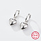 Sterling Silver Hoop Earrings, Heart, with S925 Stamp, Silver, 32x13.8mm