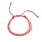Waxed Polyester Multi-strand Bracelet, Adjustable String Bracelet for Women, Red, Inner Diameter: 2-1/8~4-1/8 inch(5.3~10.5cm)