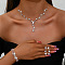 Brass Rhinestones Necklaces & Earring & Bracelets Sets for Women, Crystal, 11.81 inch(300mm)