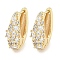 Brass Micro Pave Clear Cubic Zirconia Hoop Earrings for Women, Real 18K Gold Plated, 15.5x5mm