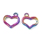 Ion Plating(IP) 304 Stainless Steel Pendants, Heart Charm, Rainbow Color, 19x17.5x2mm, Hole: 3mm