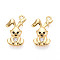 Brass Micro Pave Cubic Zirconia Charms, Rabbit, Real 18K Gold Plated, 13.5x8.5x2mm, Hole: 1mm