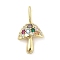 Brass Micro Pave Cubic Zirconia Pendants, Cadmium Free & Nickel Free & Lead Free, Mushroom, Real 18K Gold Plated, 22x12x4.5mm, Hole: 5.5x2.5mm