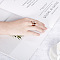 Roman Numerals 304 Stainless Steel & Crystal Rhinestone & Natural Shell Finger Rings, Rose Gold, US Size 8(18.1mm)