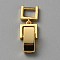 Brass Fold Over Clasps, Real 24K Gold Plated, 29x6x3.99mm, hole: 6.5mm