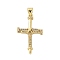 Brass Micro Pave Cubic Zirconia Pendants, Cross, Rack Plating, Cadmium Free & Lead Free, Long-Lasting Plated, Real 18K Gold Plated, 27.5x16.5x3.5mm, Hole: 3.5x3mm