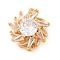 Brass Pave Clear Cubic Zirconia Connector Charms, Cadmium Free & Nickel Free & Lead Free, Sun Links, Real 18K Gold Plated, 17x15x8mm, Hole: 1mm