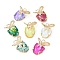 Brass with K9 Glass & Rhinestone Pendants, Light Gold, Leopard Head Charms, Mixed Color, 21x15.5x8.5mm, Hole: 2.5mm