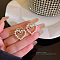 Vintage Heart Stainless Steel Crystal Rhinestone & Imitation Pearl Stud Earrings for Women